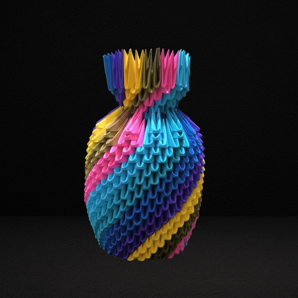Rainbow Spiral 3D Origami Vase – Handcrafted Colorful Paper Art