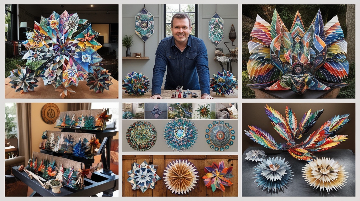Successful entrepreneur running a handmade origami business