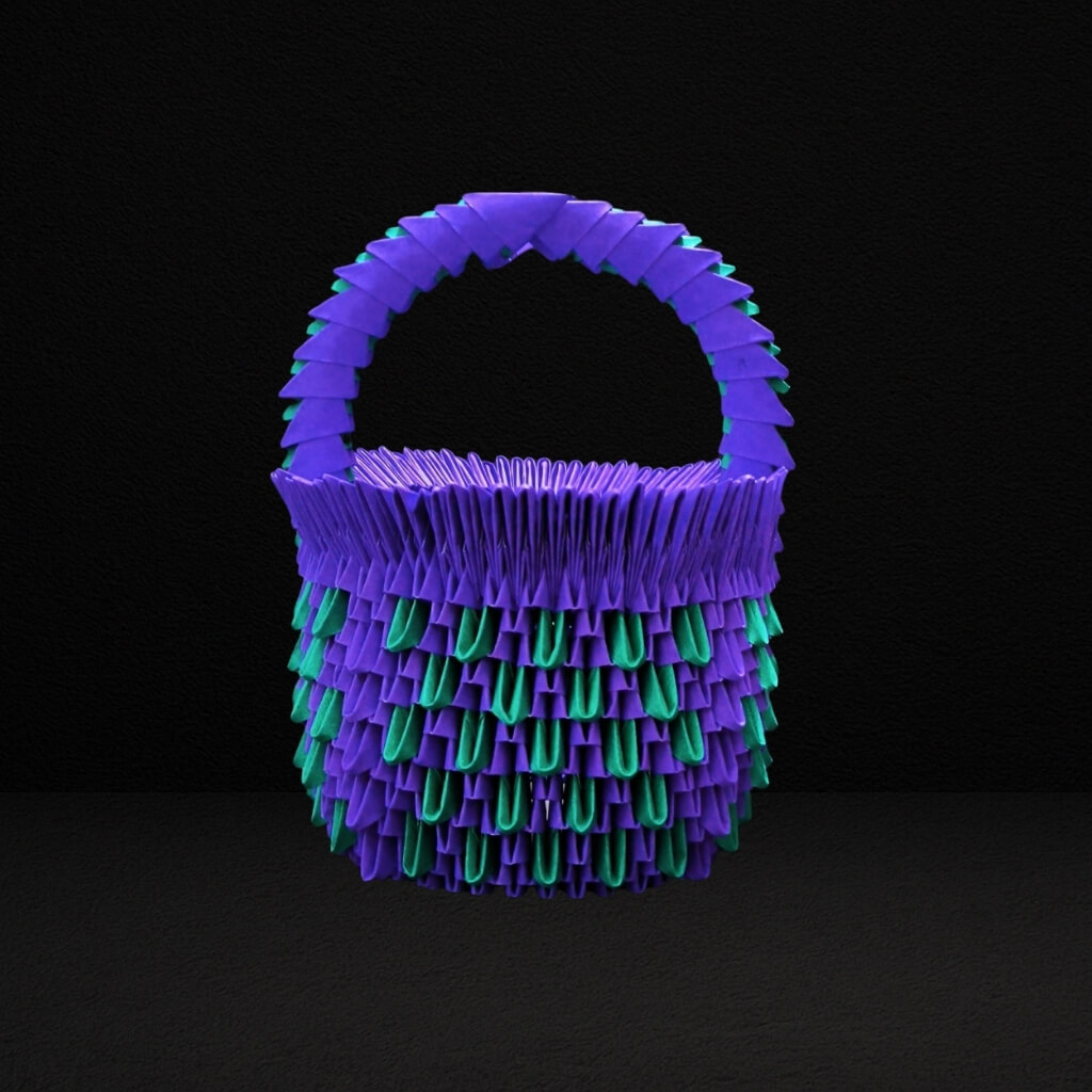 Elegant 3D Origami Basket – Handcrafted Decorative Piece