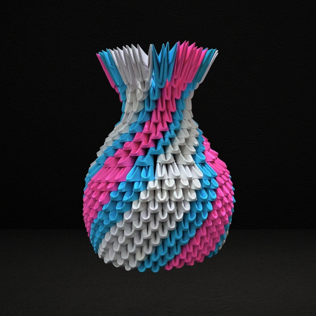 Elegant 3D Origami Flower Pot – Handcrafted Vibrant Art Piece