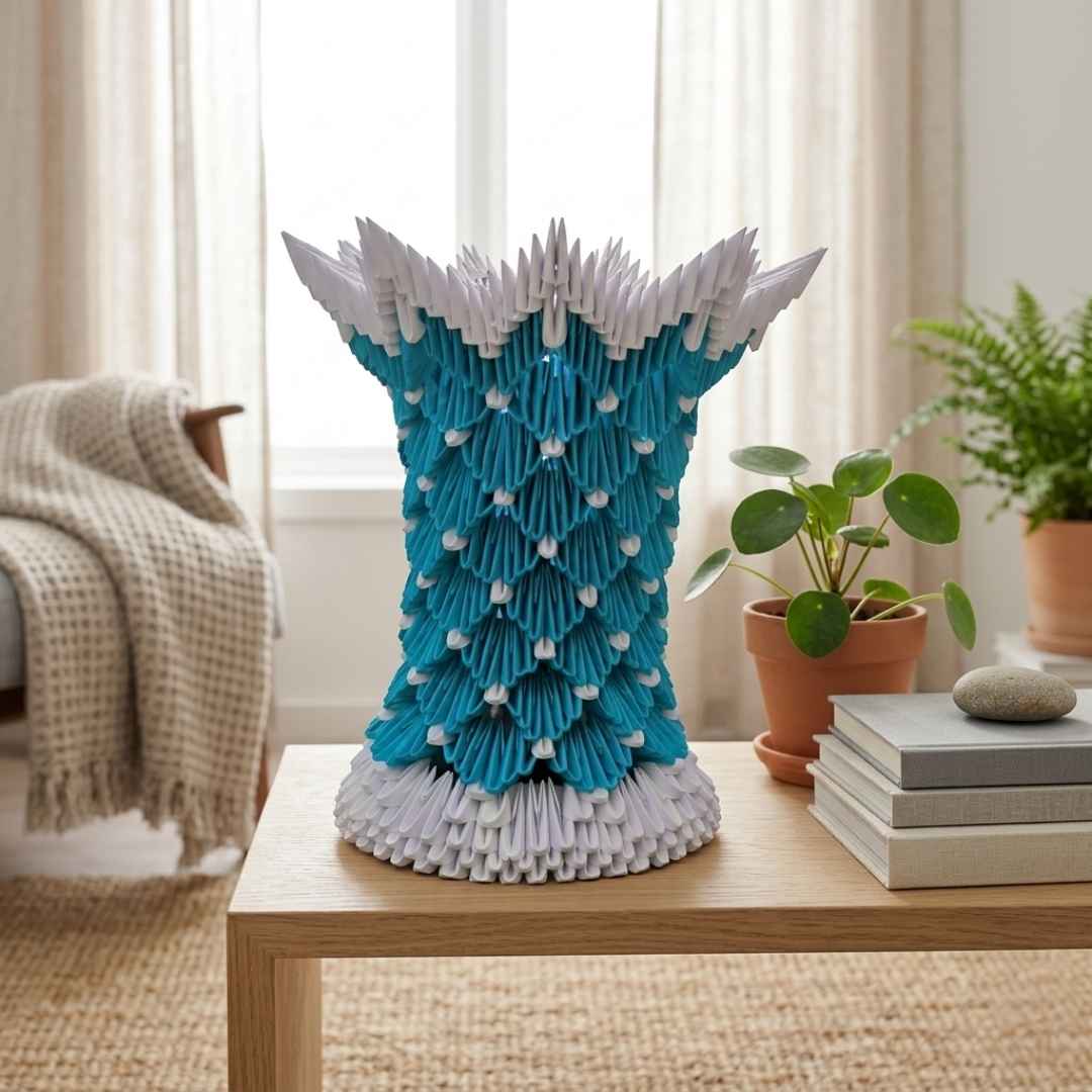 Intricate 3D Origami Flower Pot – Handcrafted Decorative Paper Art