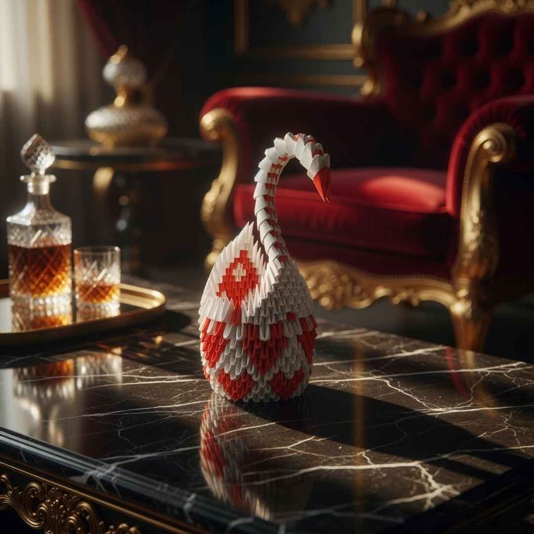 Majestic 3D Origami Swan Artwork – Handcrafted Decorative Paper Sculpture