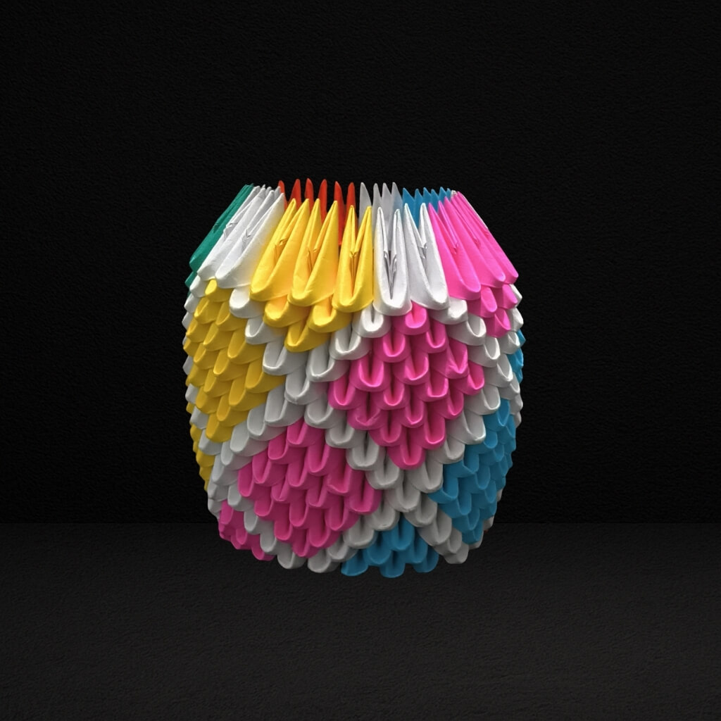 Multicolor 3D Origami Pen Stand – Handmade Paper Desk Decor – Tulsi Origami