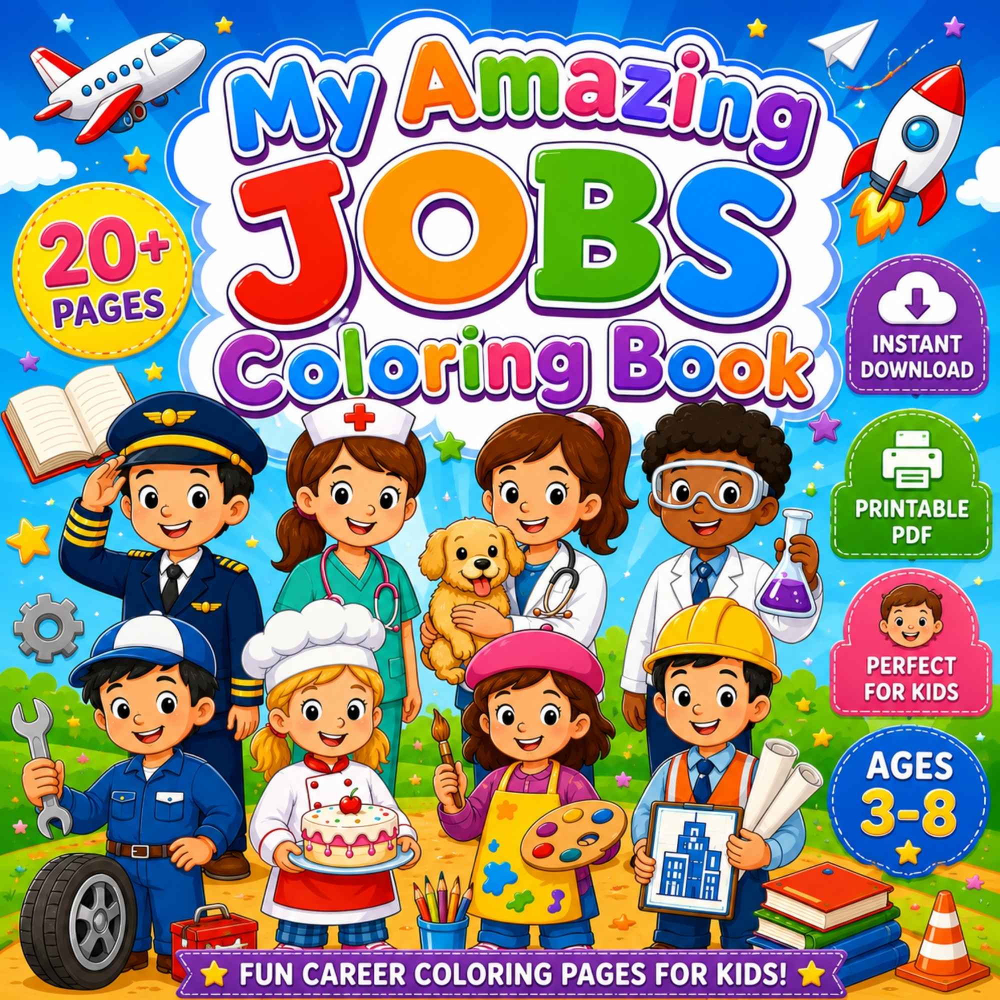My Amazing Jobs Coloring Book for Kids – 20+ Career-Themed Printable Coloring Pages - product image