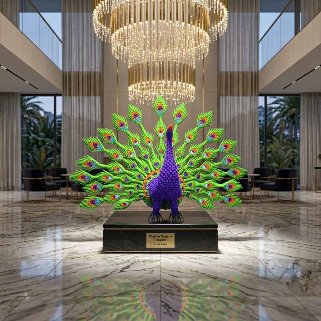 Vibrant 3D Origami Peacock – Handcrafted Decorative Masterpiece