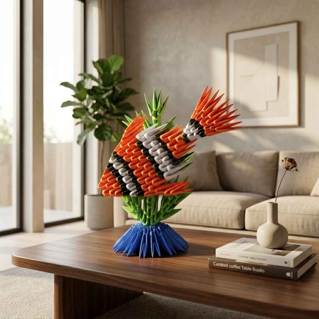 Vibrant 3D Origami Tropical Fish – Handcrafted Decorative Art Piece