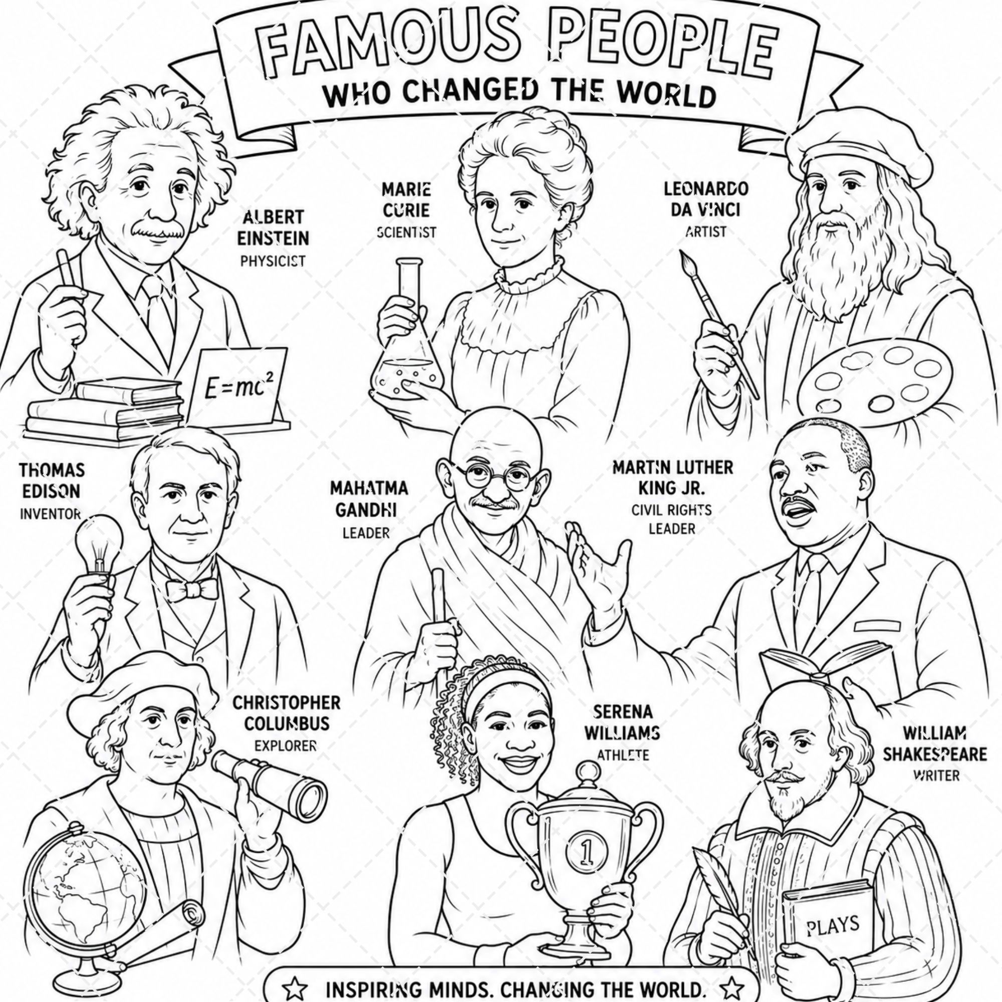 Famous People Around the World Coloring Book for Kids – Educational Printable Activity Book - product image
