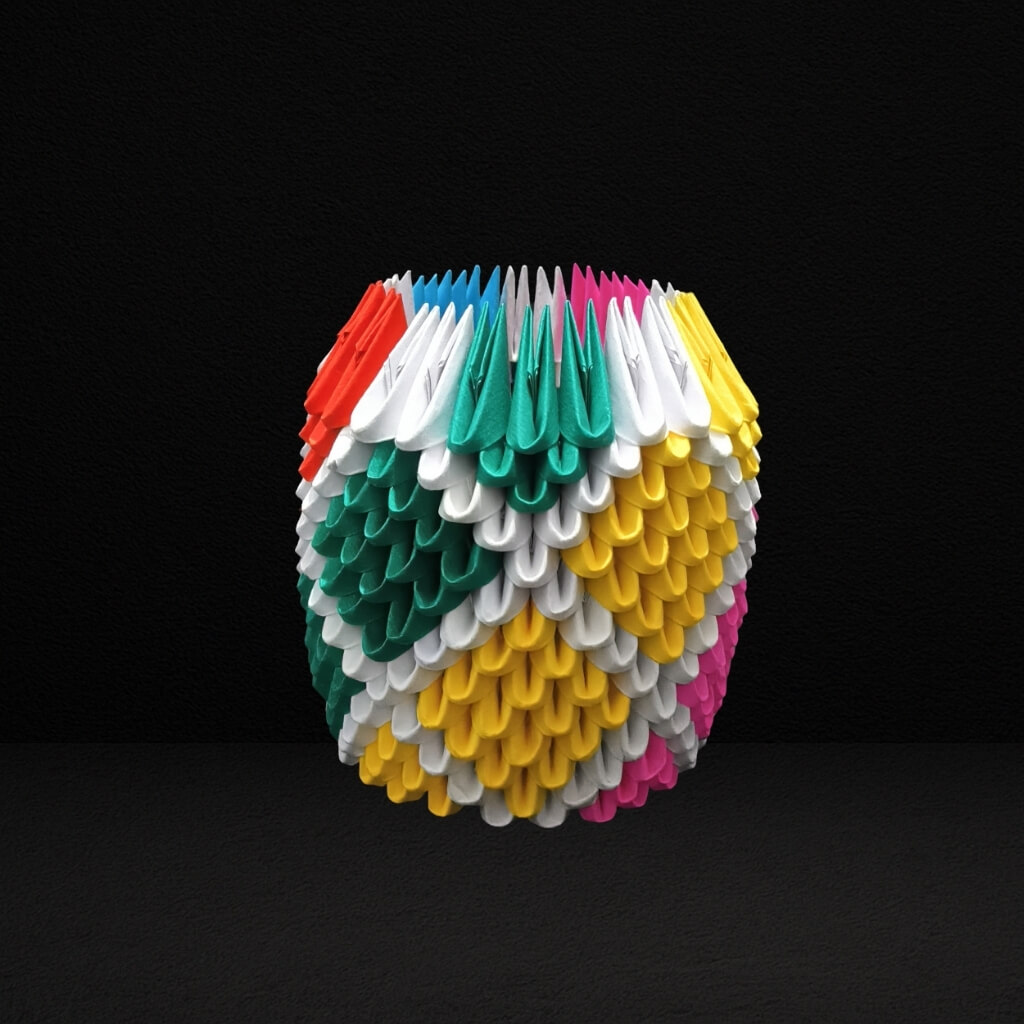 Multicolor 3D Origami Pen Stand – Handmade Paper Desk Decor – Tulsi Origami - product image