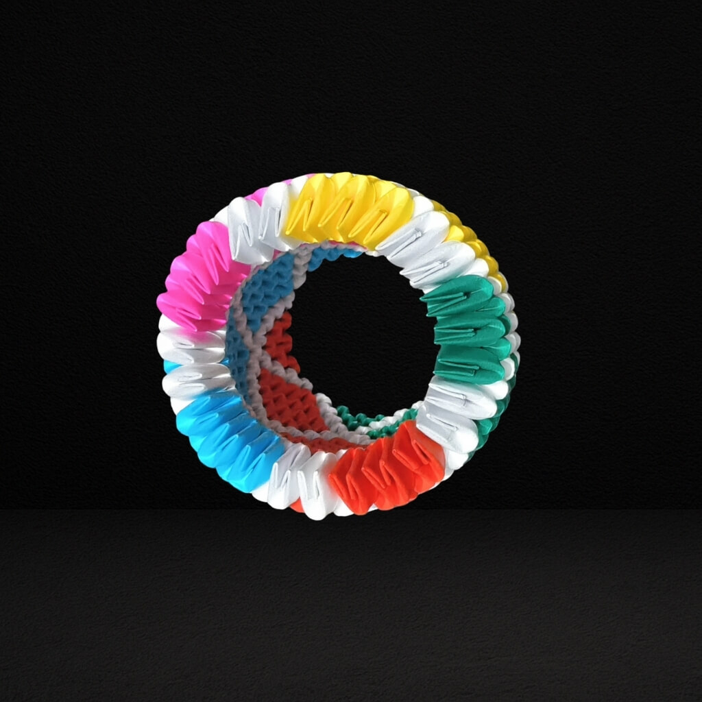 Multicolor 3D Origami Pen Stand – Handmade Paper Desk Decor – Tulsi Origami - product image