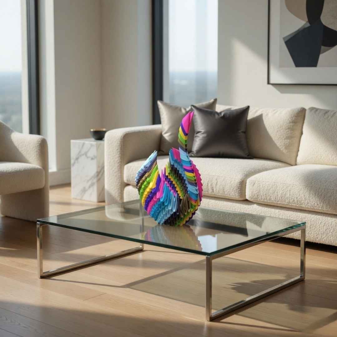 Multicolor 3D Origami Swan – Handcrafted Decorative Paper Sculpture - product image