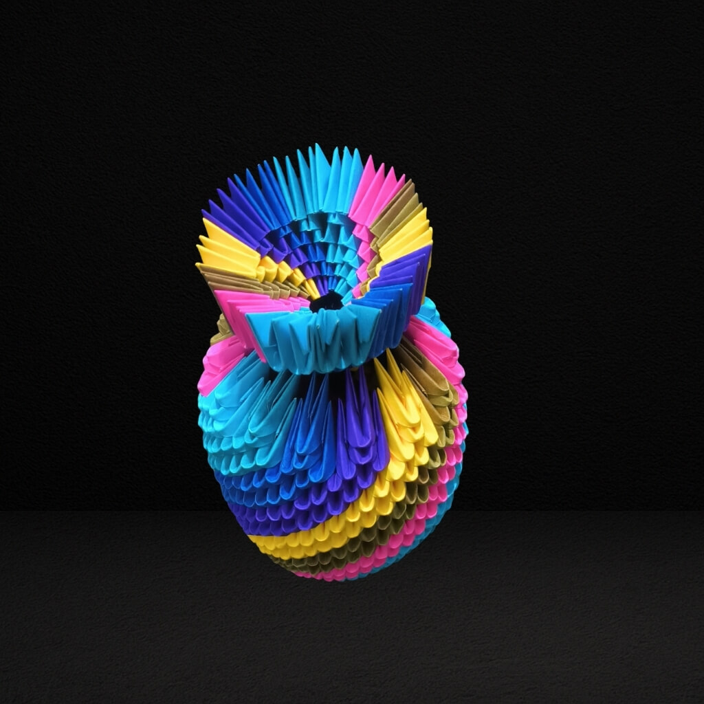 Rainbow Spiral 3D Origami Vase – Handcrafted Colorful Paper Art - product image