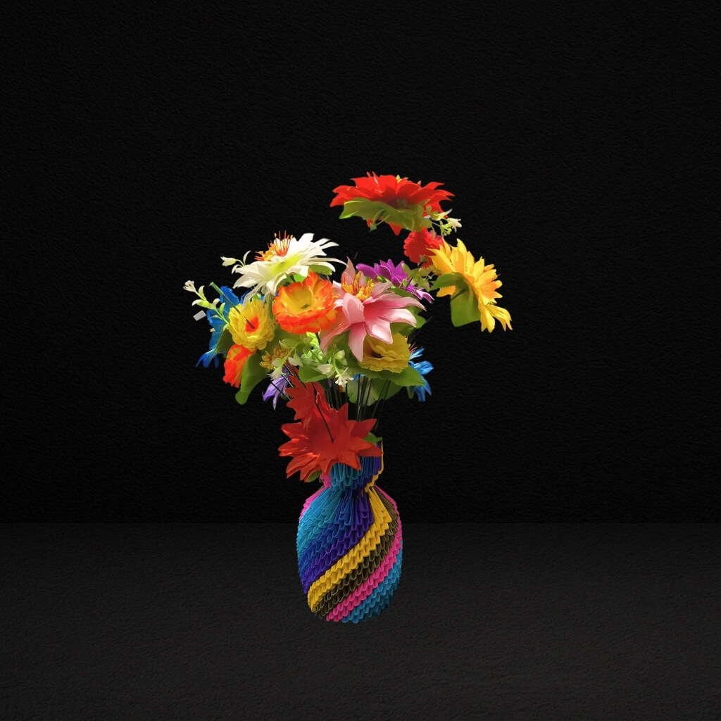 Rainbow Spiral 3D Origami Vase – Handcrafted Colorful Paper Art - product image