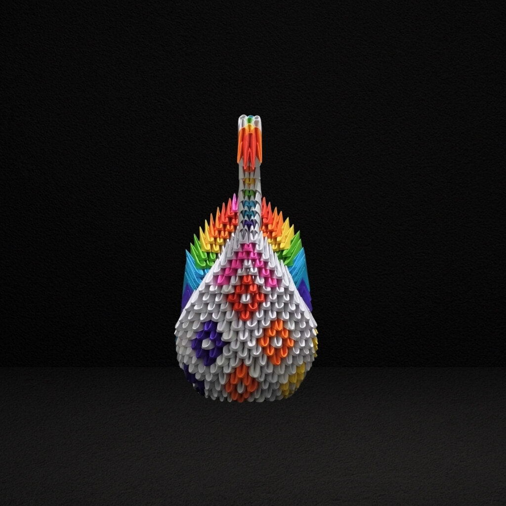 Vibrant 3D Origami Rainbow Swan – Handcrafted Colorful Art Piece - product image