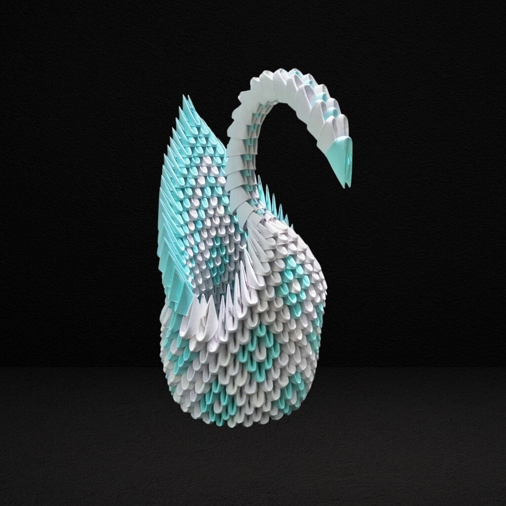 Vibrant 3D Origami Rainbow Swan – Handcrafted Colorful Art Piece - product image