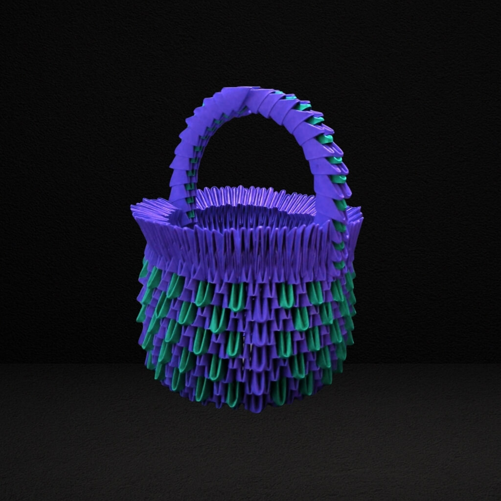Elegant 3D Origami Basket – Handcrafted Decorative Piece