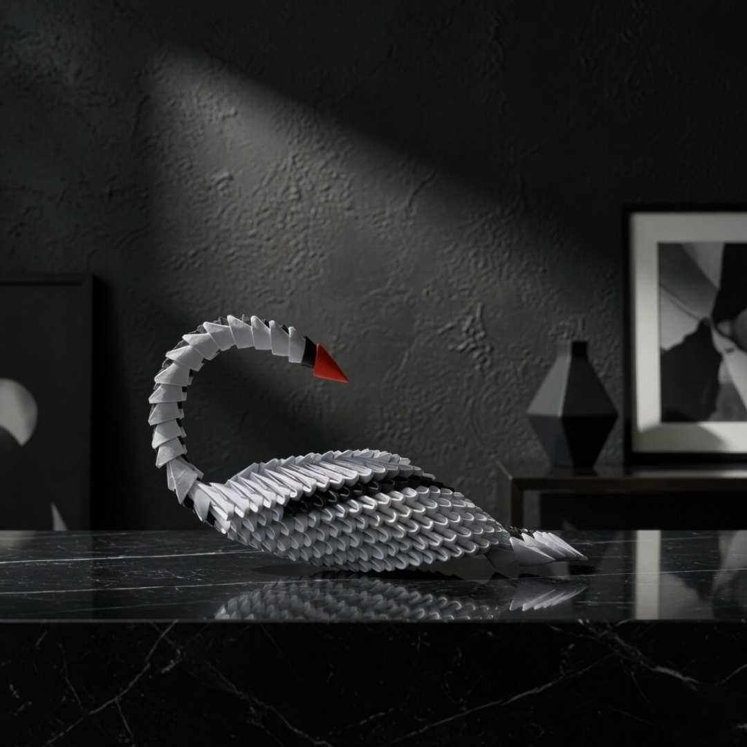 Elegant 3D Origami Swan – Handcrafted Decorative Paper Art