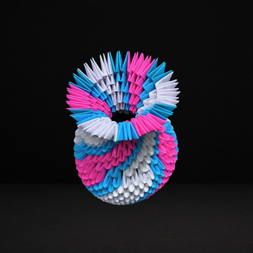 Elegant 3D Origami Flower Pot – Handcrafted Vibrant Art Piece
