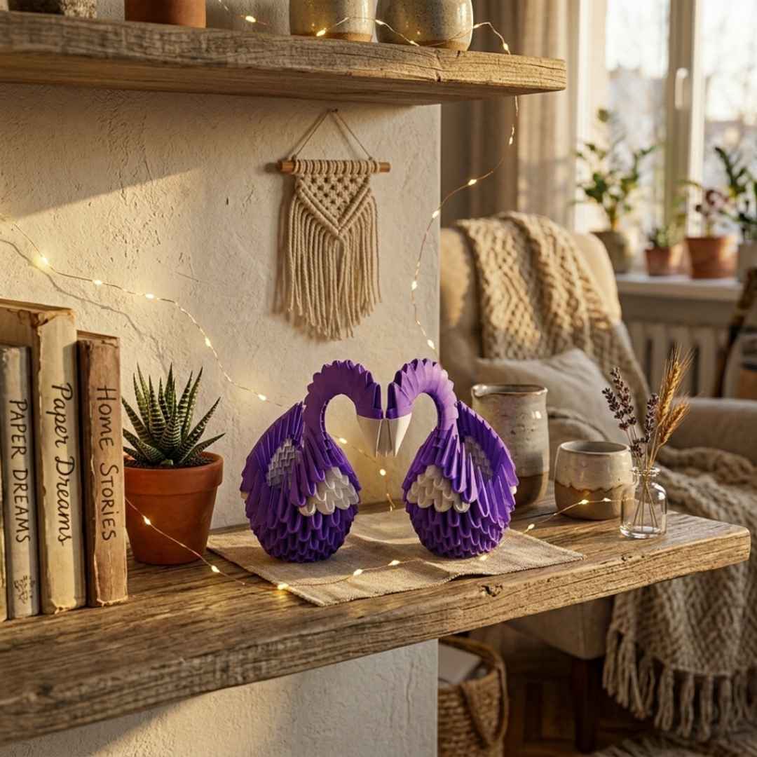 Elegant 3D Origami Swan Sculpture – Handcrafted Paper Art