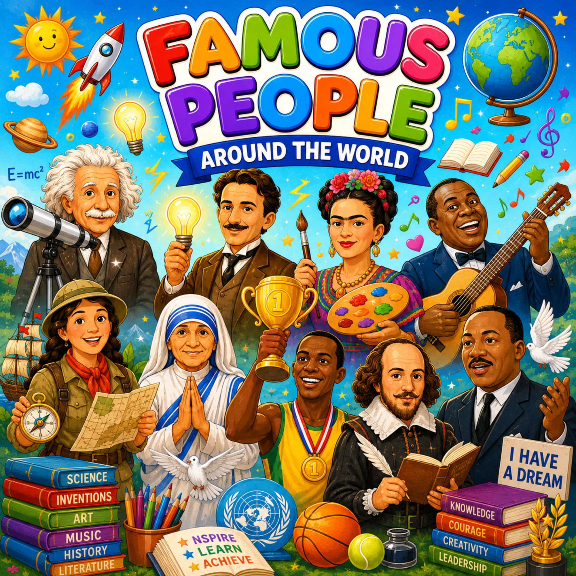 Famous People Around the World Coloring Book for Kids – Educational Printable Activity Book - product image