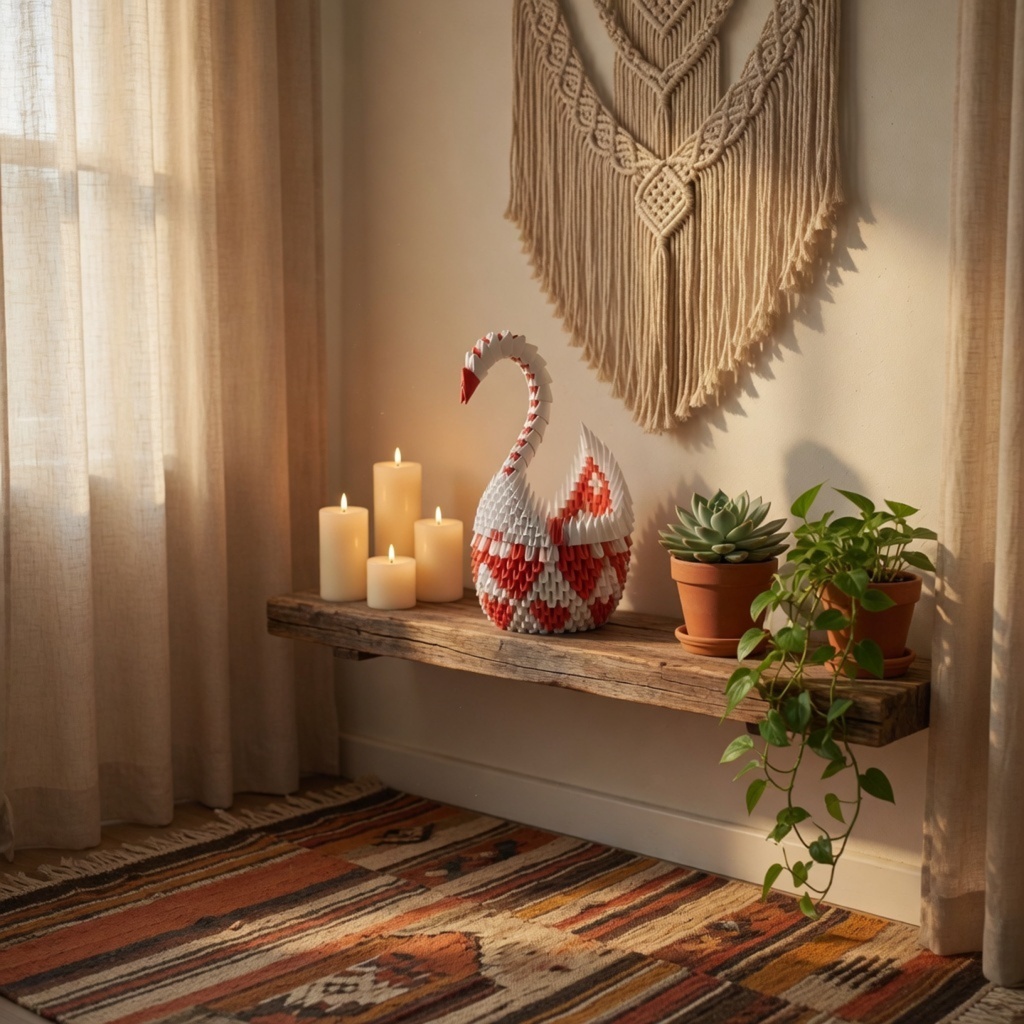 Majestic 3D Origami Swan Artwork – Handcrafted Decorative Paper Sculpture