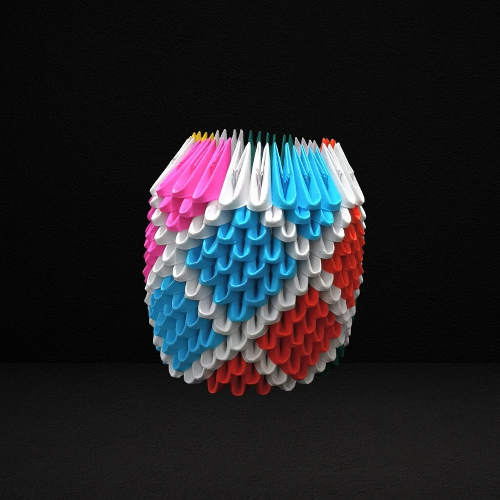 Multicolor 3D Origami Pen Stand – Handmade Paper Desk Decor – Tulsi Origami