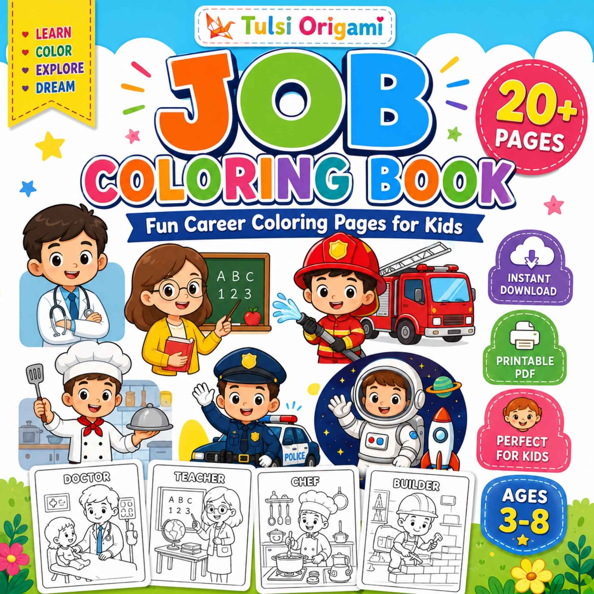 My Amazing Jobs Coloring Book for Kids – 20+ Career-Themed Printable Coloring Pages - product image