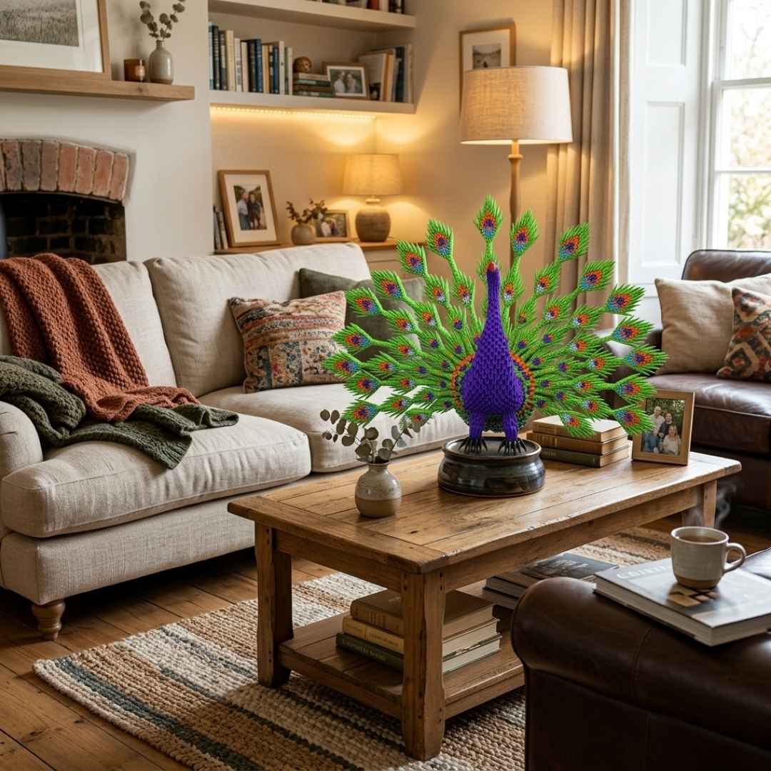 Vibrant 3D Origami Peacock – Handcrafted Decorative Masterpiece