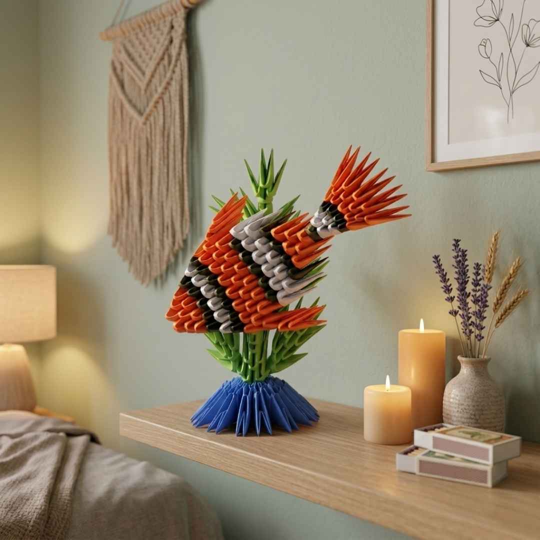 Vibrant 3D Origami Tropical Fish – Handcrafted Decorative Art Piece